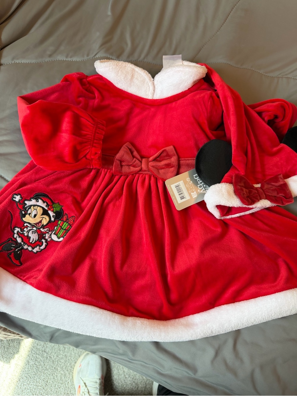 Disney Baby Red and White Minnie Mouse Holiday Dress with Ears size 18-24 month